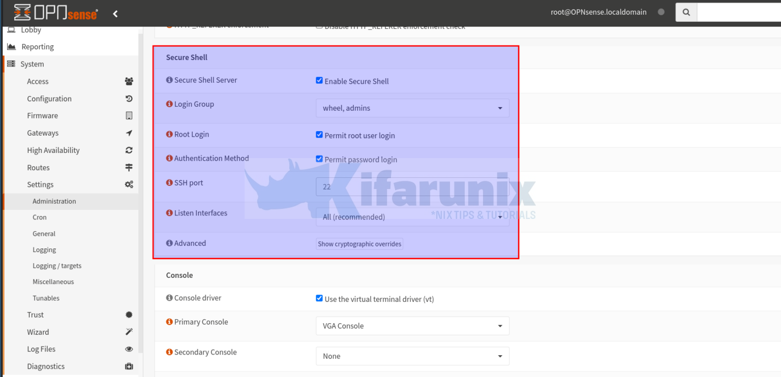 How to Enable Secure Shell (SSH) server on OPNsense - kifarunix.com