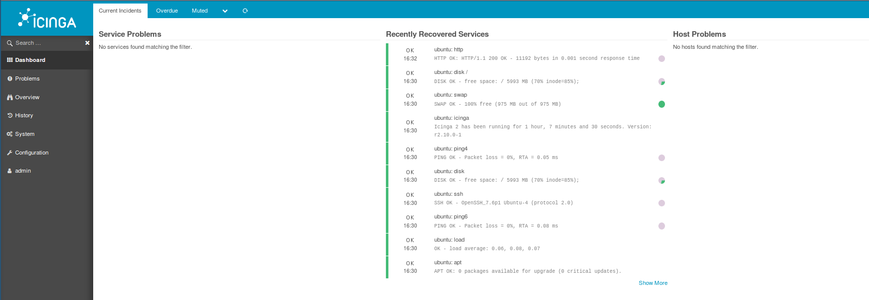 icinga2 web dashboard