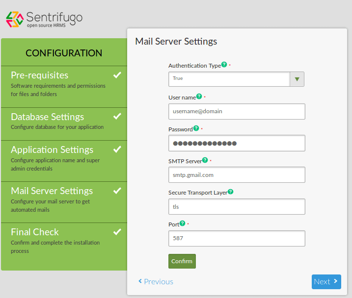 sentrifugo-mail-server-settings