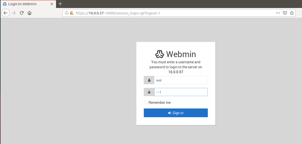 webmin reset password