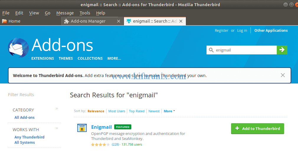 encrypt emails using Enigmail on Thunderbird