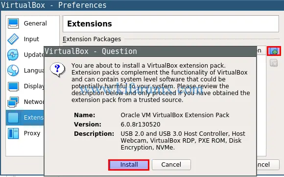 ubuntu 16.04 install oracle vm virtualbox extension pack