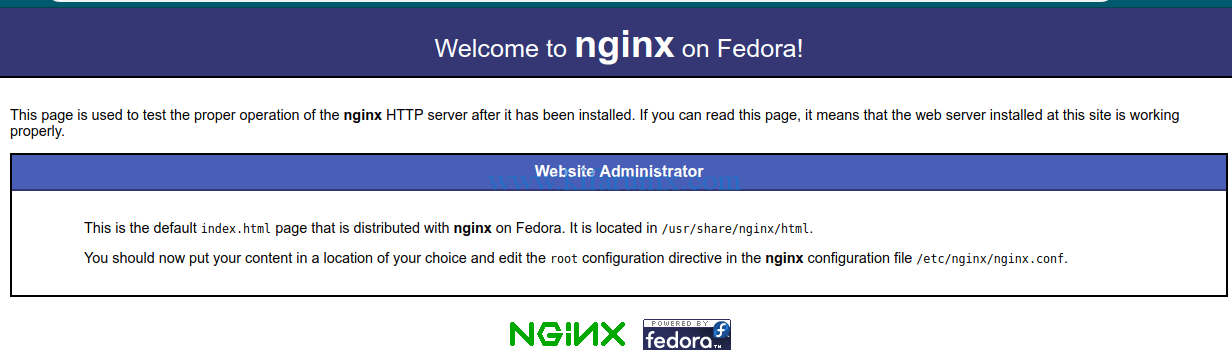 install Nginx web server on Fedora 30