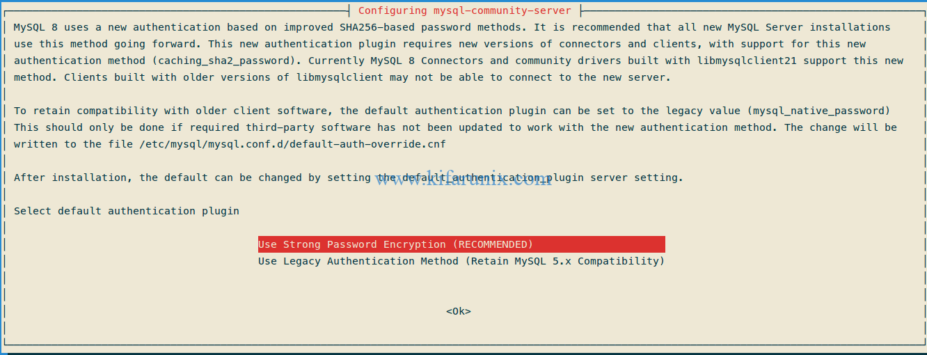 MySQL 8 authentication method
