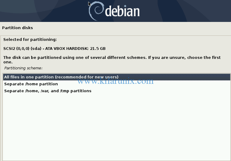 Debian 10 Buster disk partitioning scheme