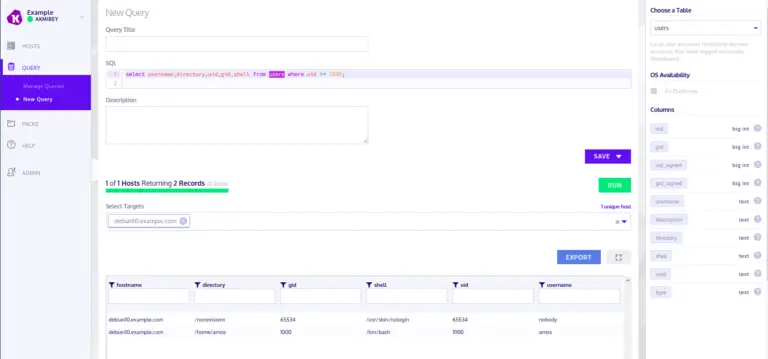 osquery example select