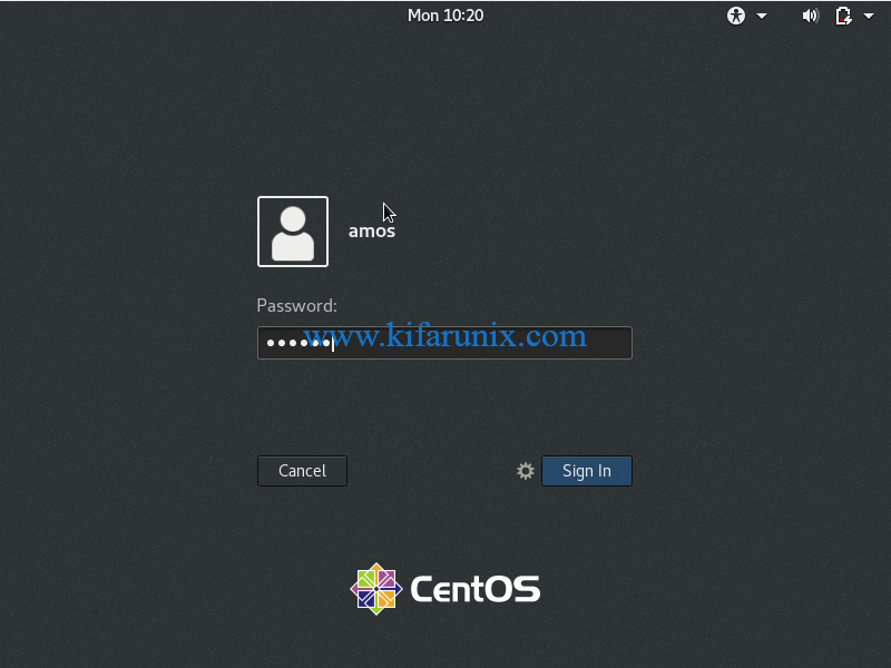 CentOS 8 Login