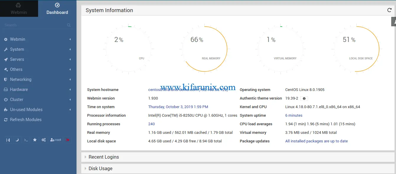 centos install webmin