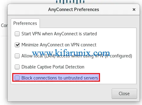 Cisco AnyConnect CentOS 8 Untrusted Server Blocked!