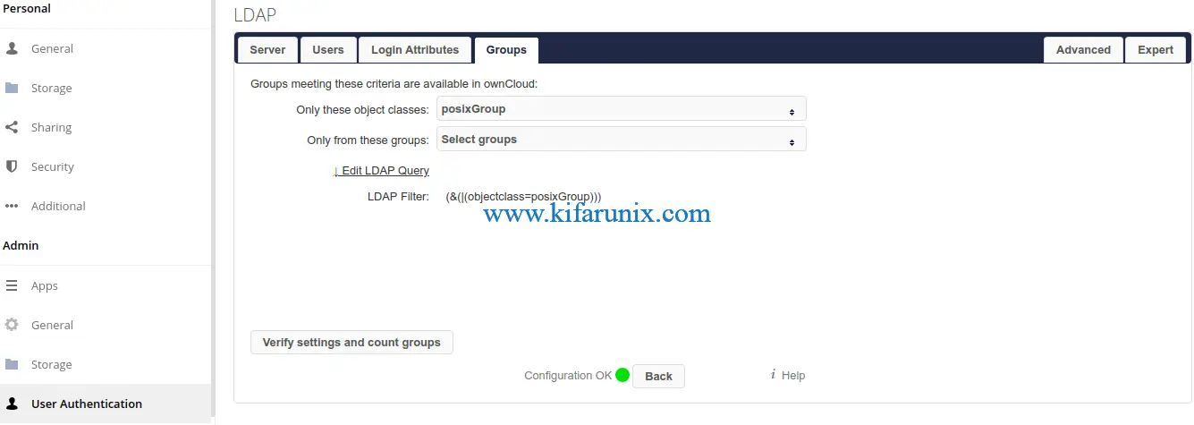 ownCloud LDAP groups