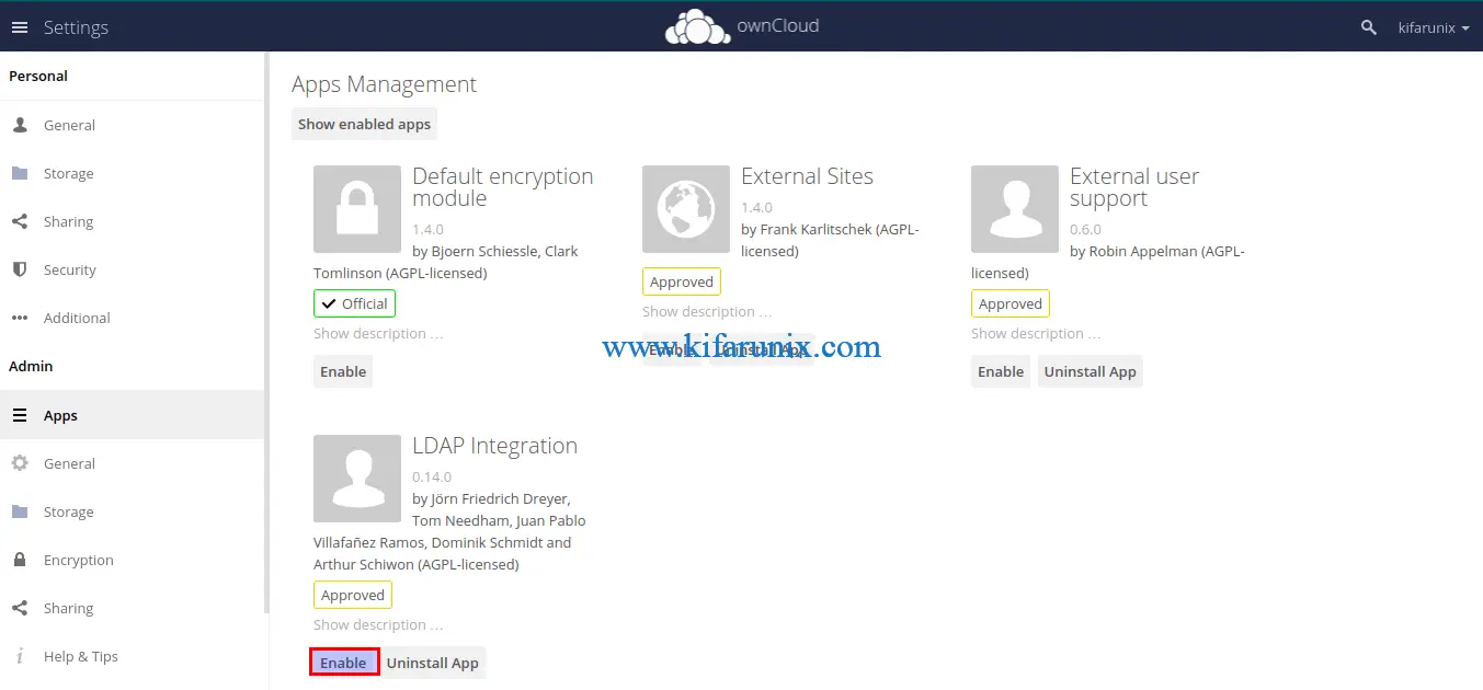 Configure ownCloud OpenLDAP Authentication