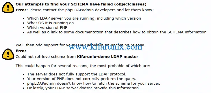 phpLDAPadmin CentOS 8 Our attempts to find your SCHEMA have failed (objectclasses)
