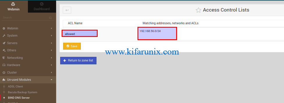 Configure Bind DNS Server using Webmin on CentOS 8