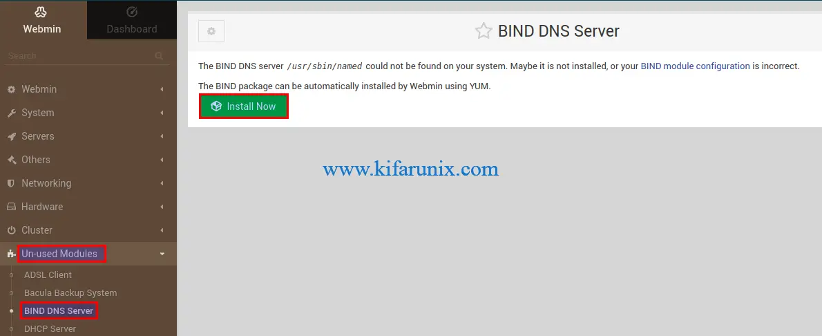 Install Bind on Webmin on CentOS 8