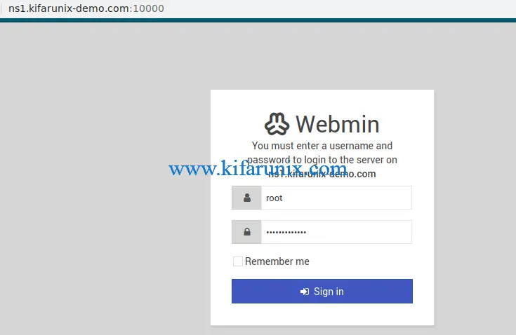 Webmin Login on CentOS 8