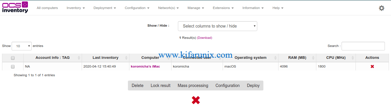 macos inventoried ocs server