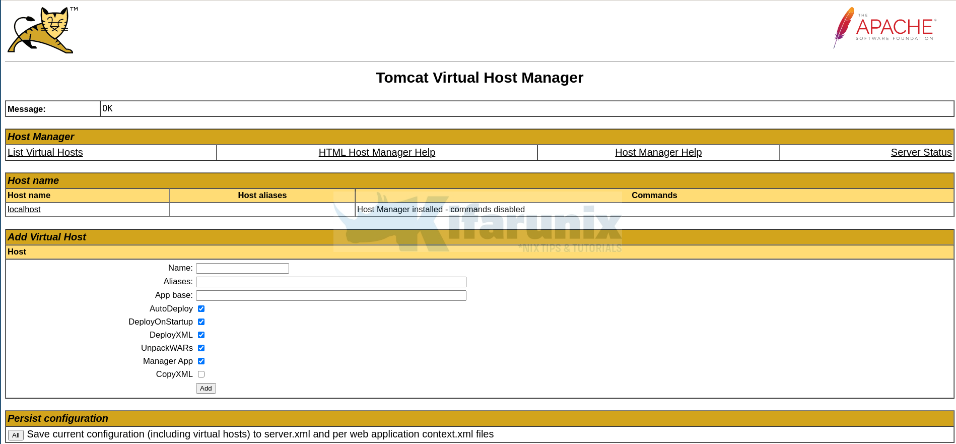 apache tomcat host manager