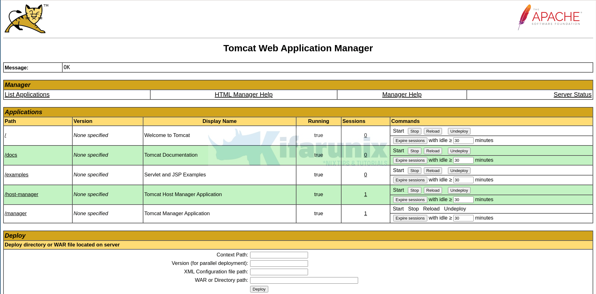 apache tomcat manager app