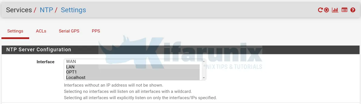 pfSense NTP server interfaces