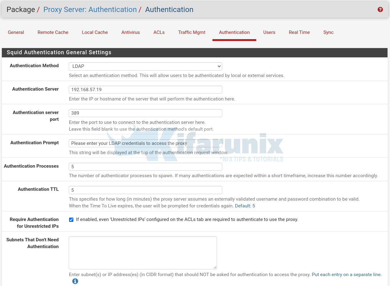 Configure Squid Proxy OpenLDAP Authentication on pfSense