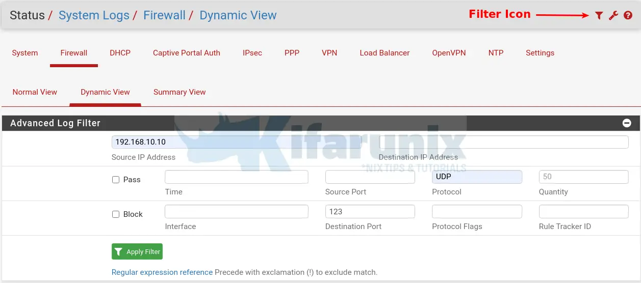 ntp firewall filter