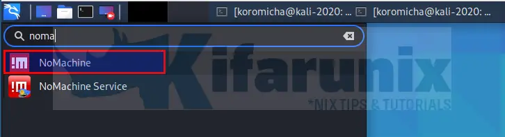 NoMachine client on Kali Linux 2020