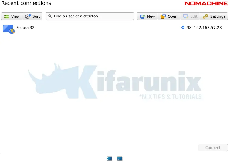 nomachine recent connections