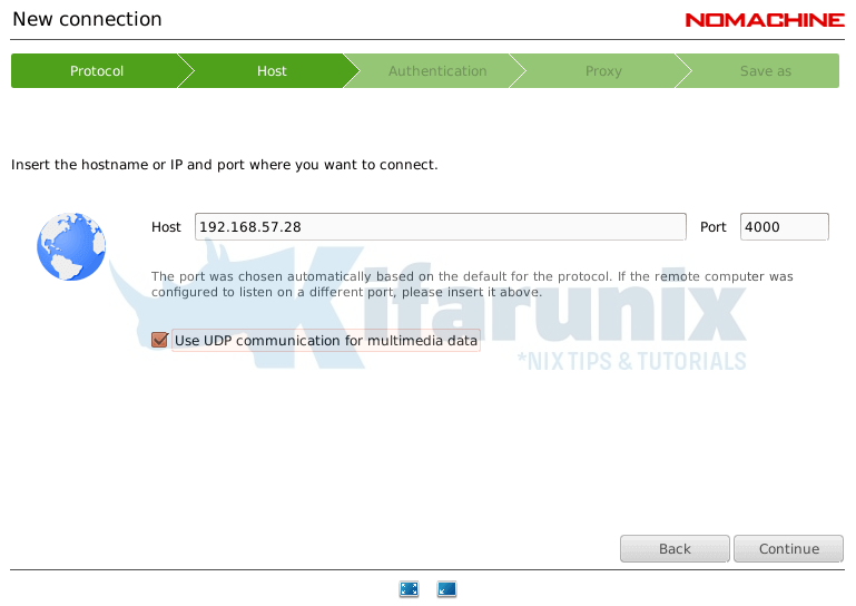 nomachine remote host ip address and port