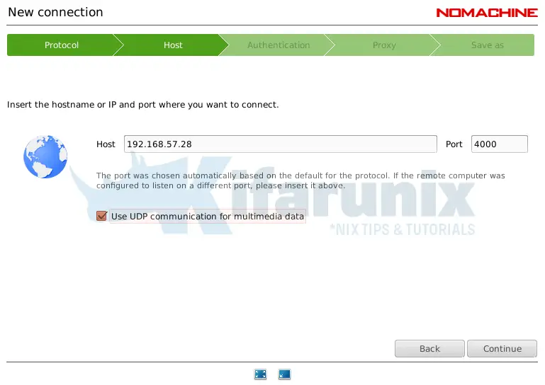 nomachine remote host ip address and port