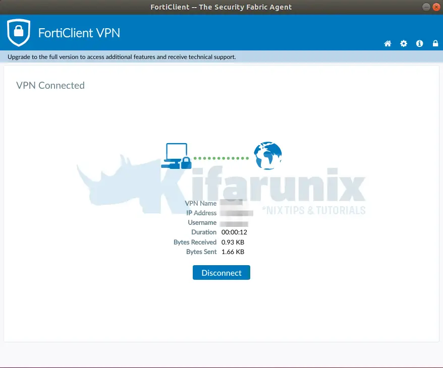 fortinet vpn client disconnects at 98