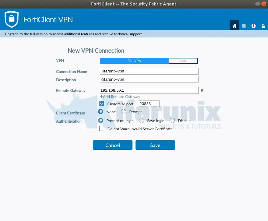 fortinet vpn client configuration