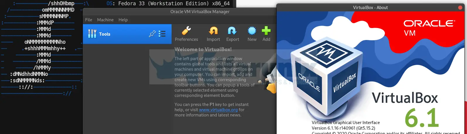  install VirtualBox 6.1 in Fedora 33