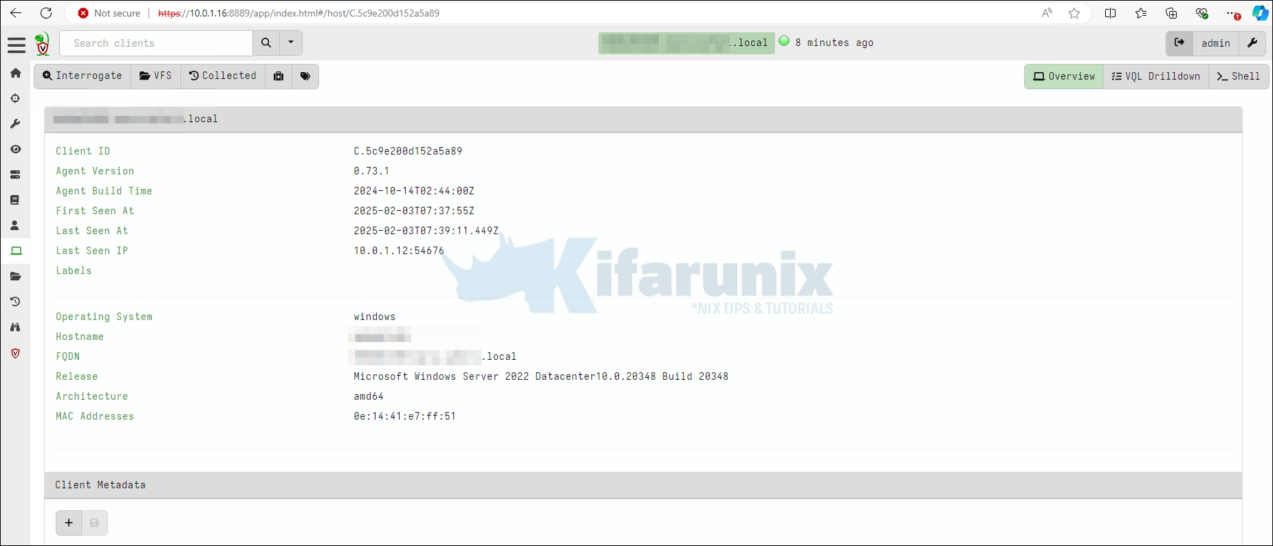 Install Velociraptor Client on Linux and Windows Systems 9 velociraptor client details