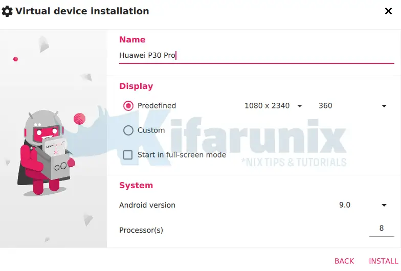 virtual android settings