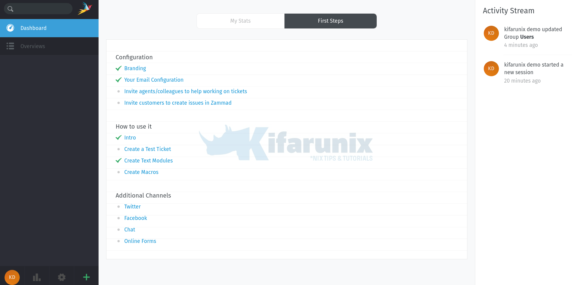 Zammad Interface Install Zammad Ticketing System on Ubuntu 20.04 - kifarunix.com