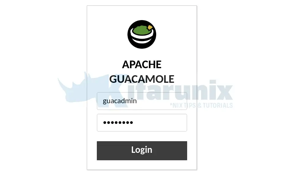 apache guacamole login page