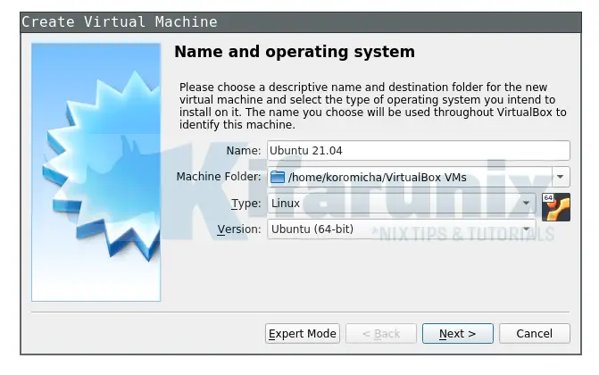 Install Ubuntu 21.04 Desktop on VirtualBox