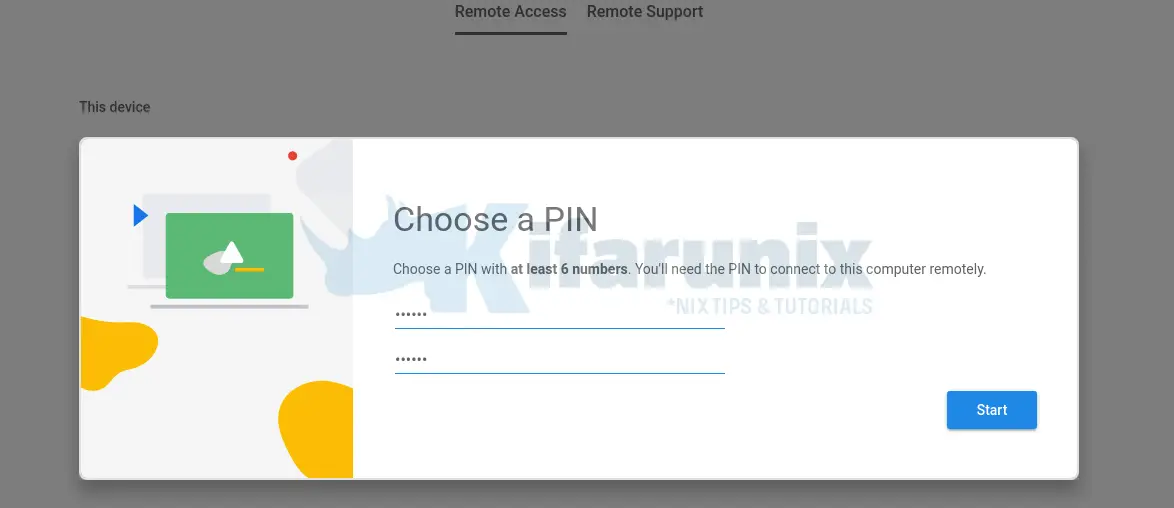 chrome remote desktop pin