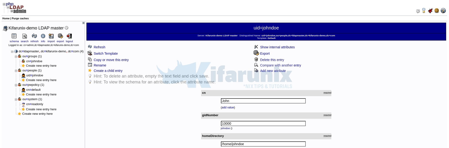 phpldapadmin dashboard