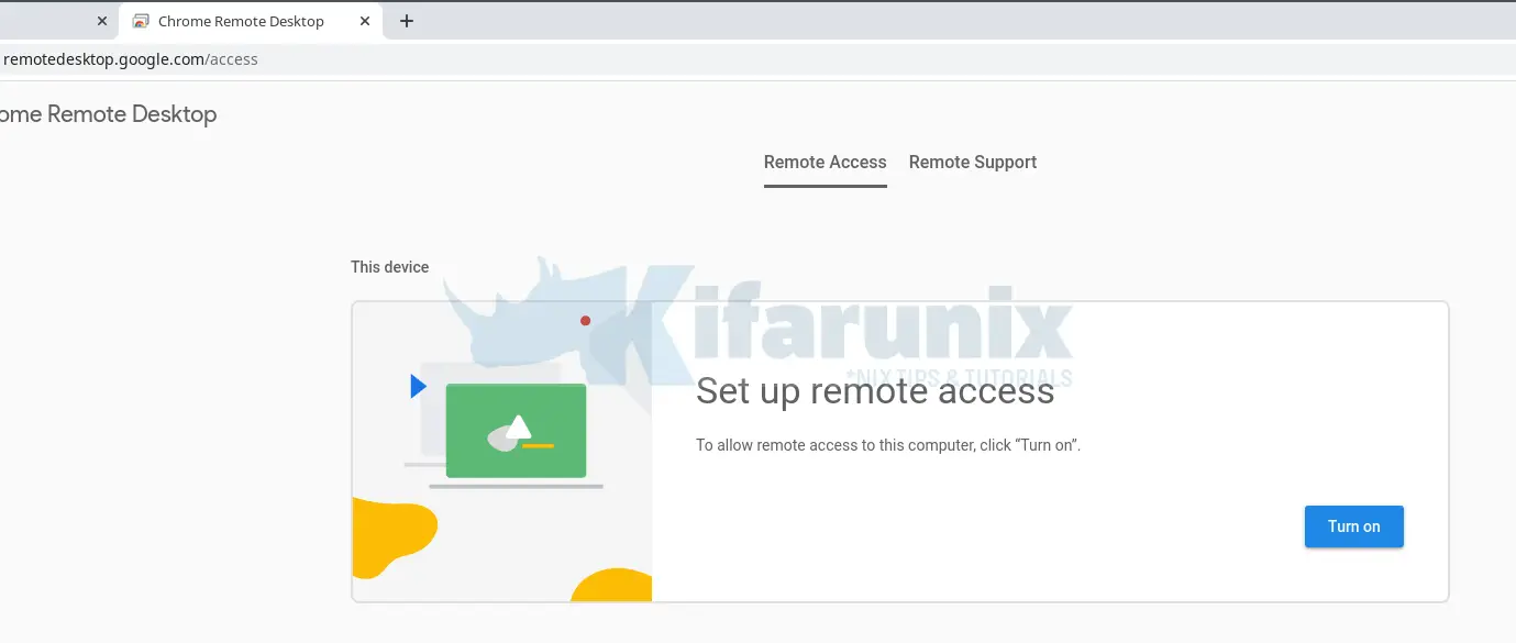 turn on chrome remote desktop