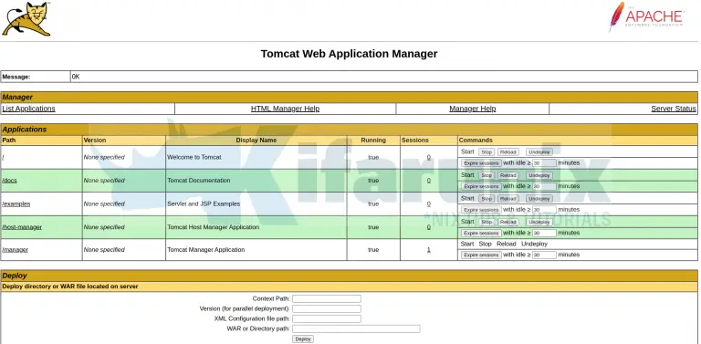 apache tomcat manager apache tomcat manager