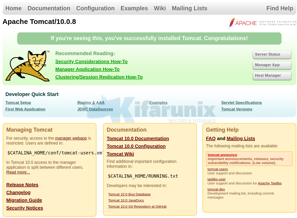 Install Apache Tomcat on Rocky Linux 8 - kifarunix.com