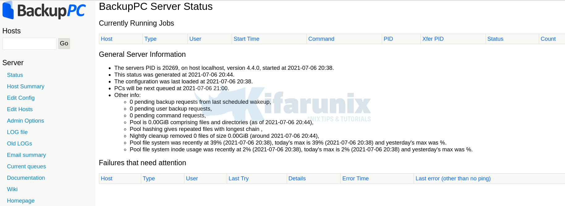 backuppc dashboard