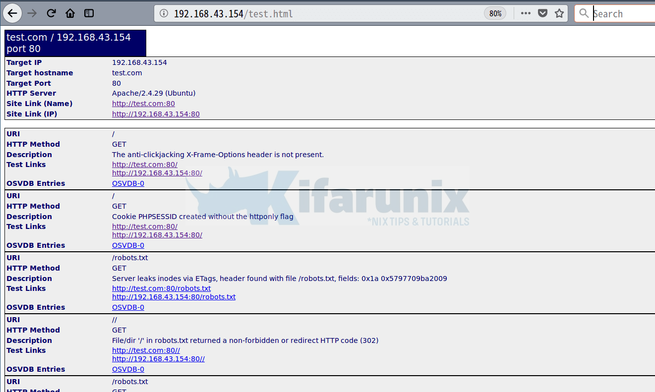 Install and Use Nikto Web Scanner on Ubuntu 18.04 - kifarunix.com