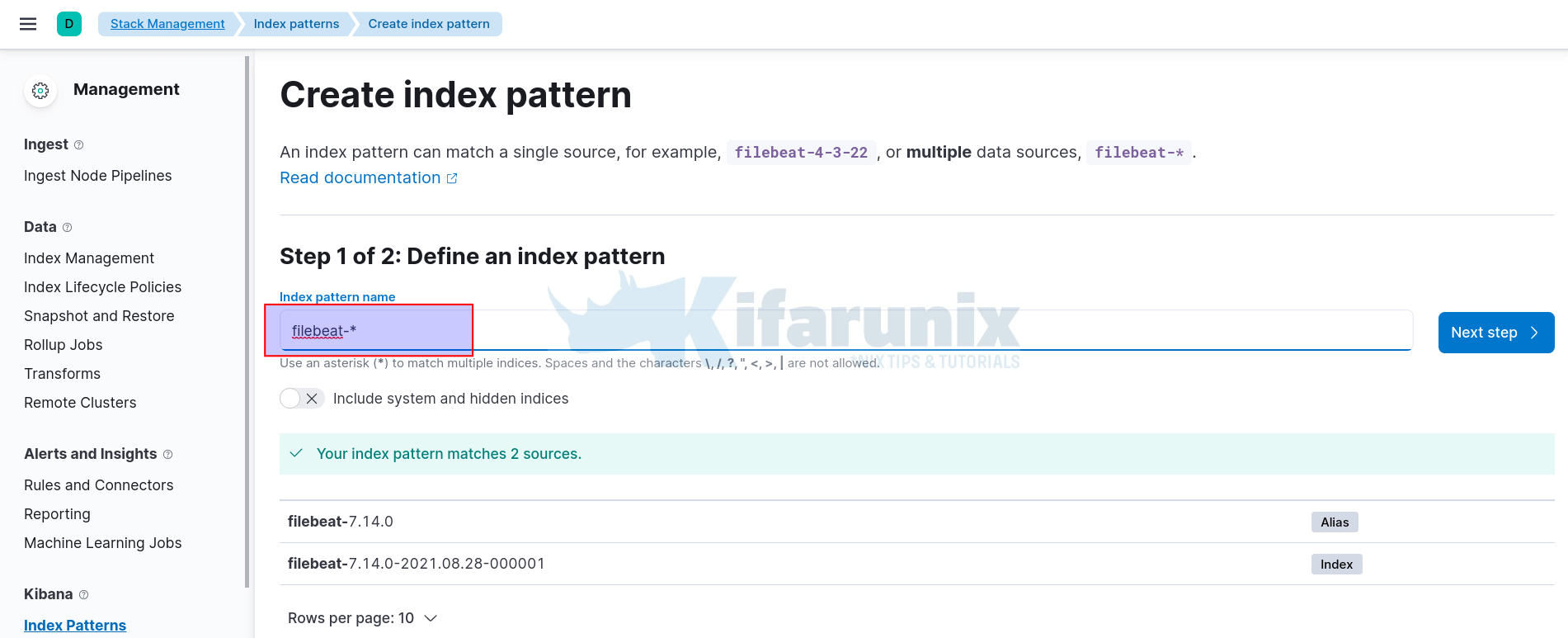 index pattern