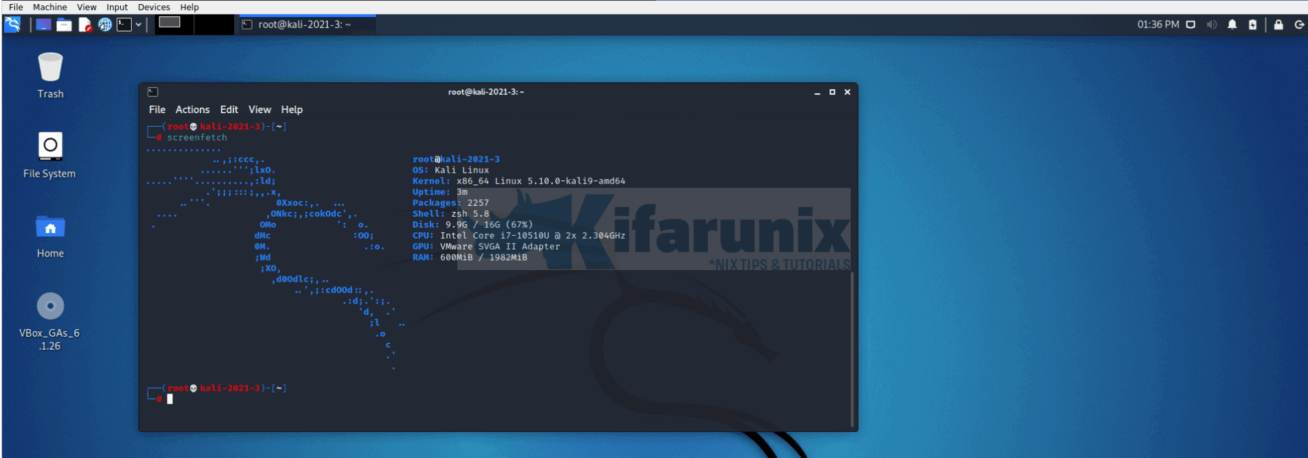 Install VirtualBox Guest Additions on Kali Linux 2021.3