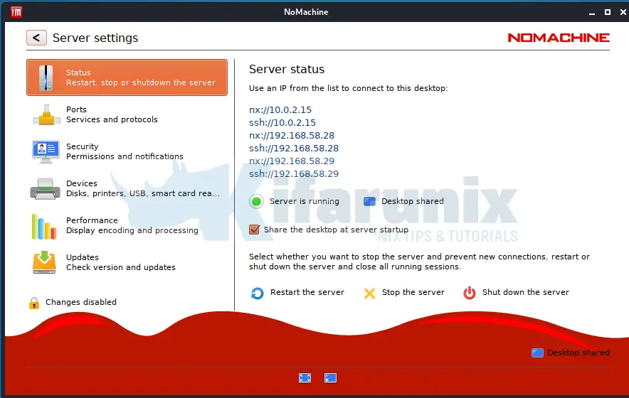 nomachine settings