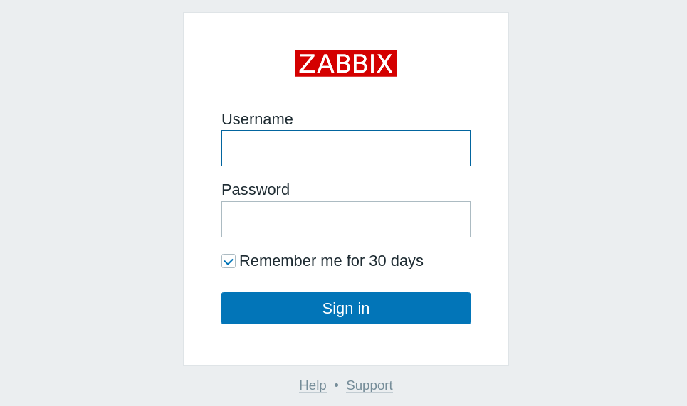 zabbix login int 1