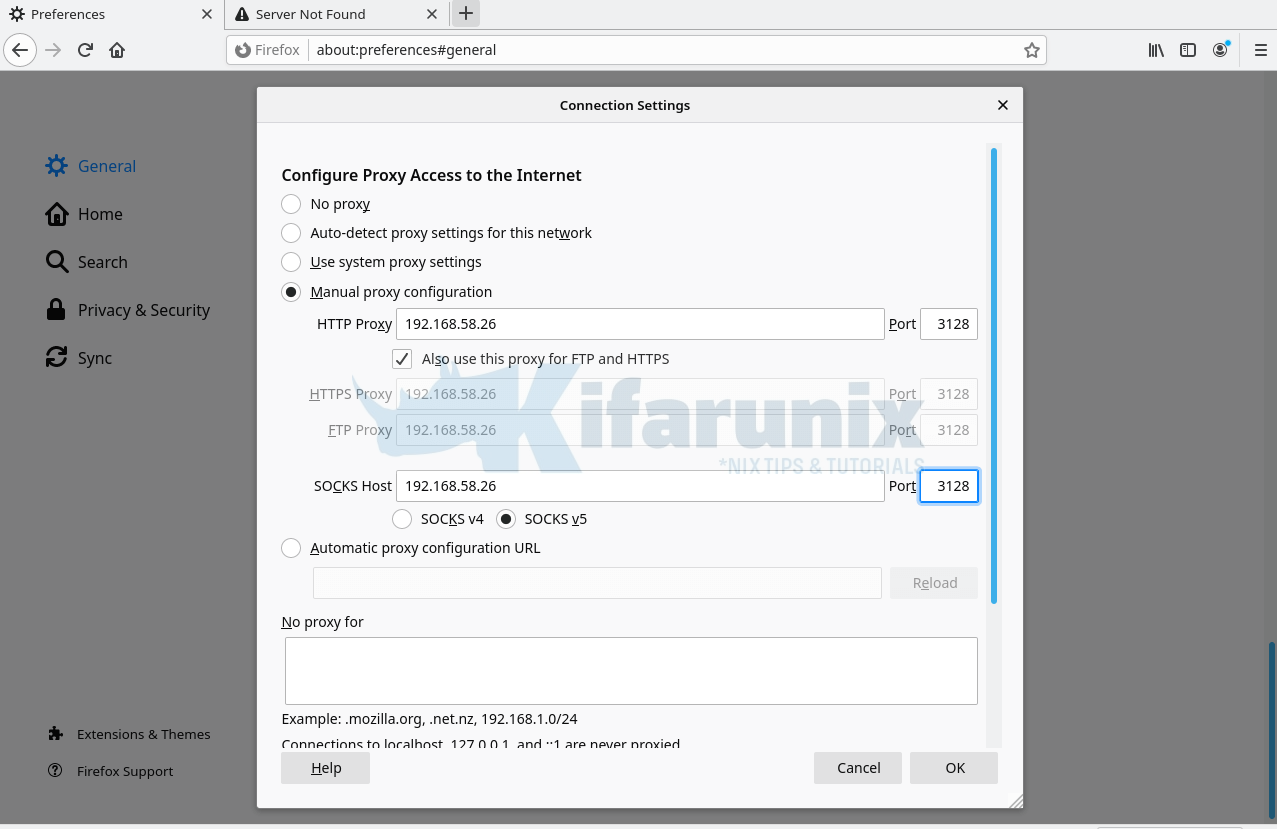 proxy firefox settings