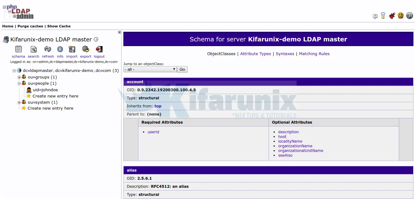 ldapadmin schema